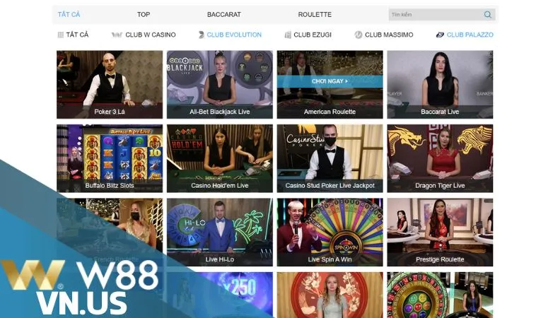 Đa dạng bàn cược, casino W88 gây ấn tượng với nhiều cược thủ